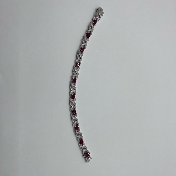 5.00 CT Genuine Ruby Rhodium Bracelet - Picture 6 of 6